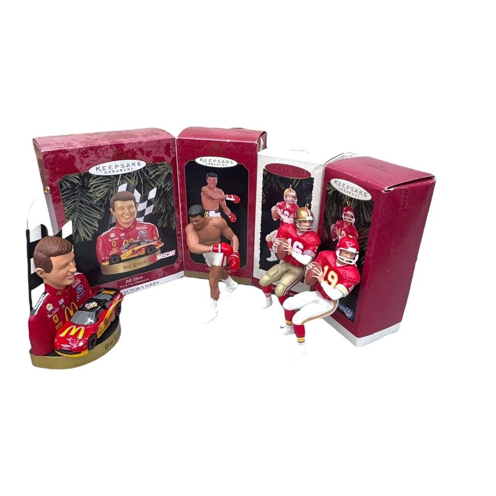 Hallmark Keepsake Collectible Sports Legend Bill Elliot Joe Montana Muhammed Ali